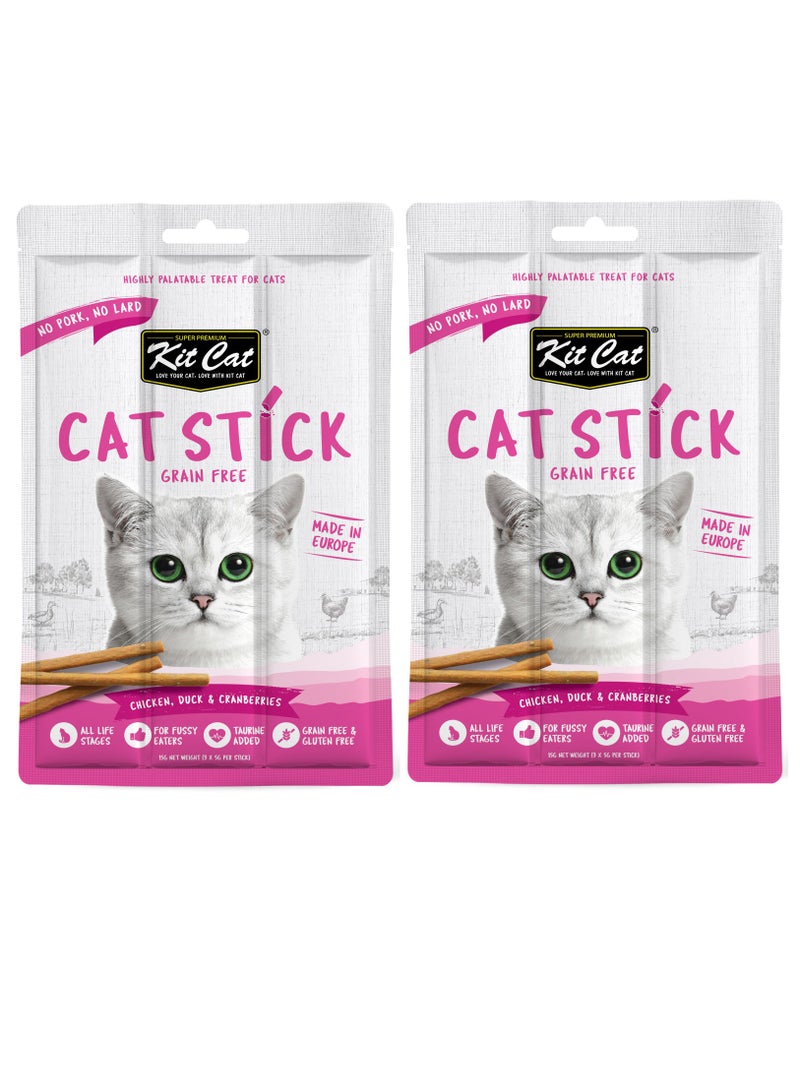 كيت كات قطعتان من أعواد القطط الخالية من الحبوب بنكهة الدجاج والبط والتوت البري 2 × 15 جم - Image 1