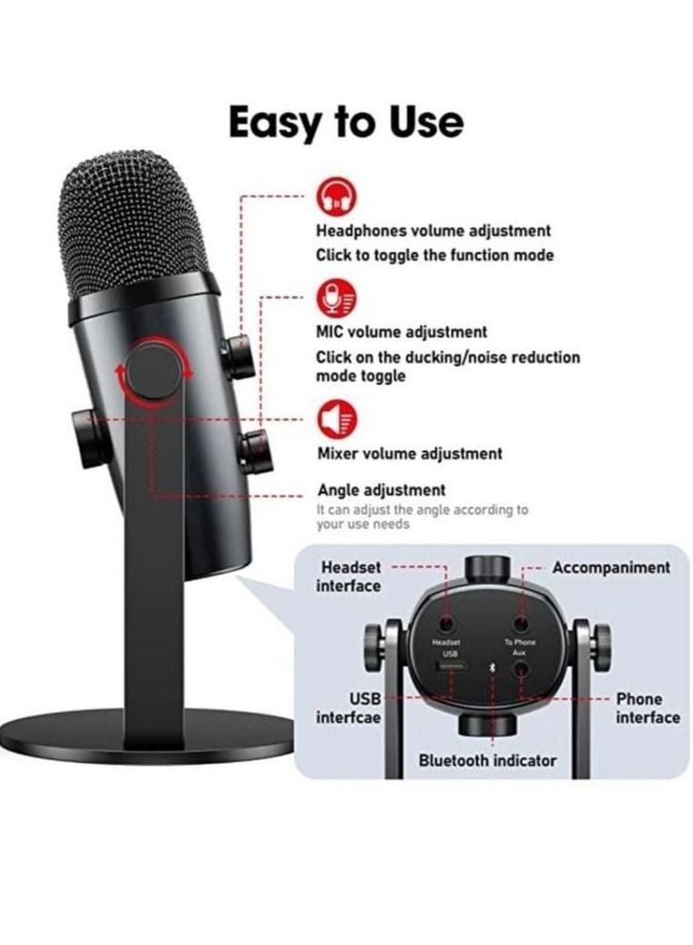 Jmary PW10 Professional Metal Voice Recording Usb Condenser Studio And Podcast Recording Gaming Microphones - Image 3