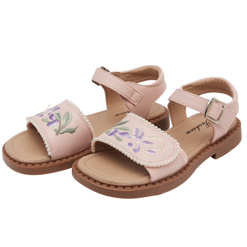 Lucky Kids Flat Dress Sandals for Girls - Stylish Summer Shoes for All Occasions Soft Rubber embroidery shoes for Little Kid/Big Kid - Image 5