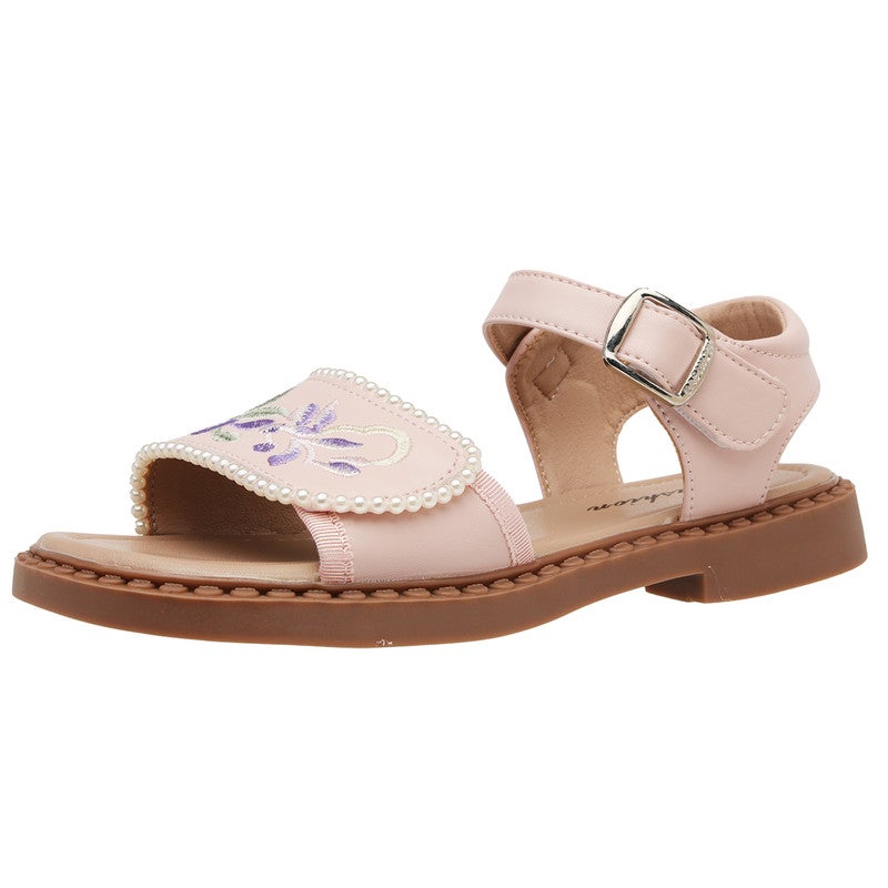 Lucky Kids Flat Dress Sandals for Girls - Stylish Summer Shoes for All Occasions Soft Rubber embroidery shoes for Little Kid/Big Kid - Image 3