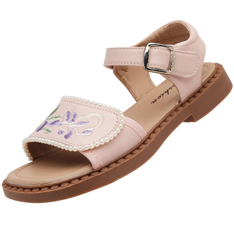 Lucky Kids Flat Dress Sandals for Girls - Stylish Summer Shoes for All Occasions Soft Rubber embroidery shoes for Little Kid/Big Kid - Image 4