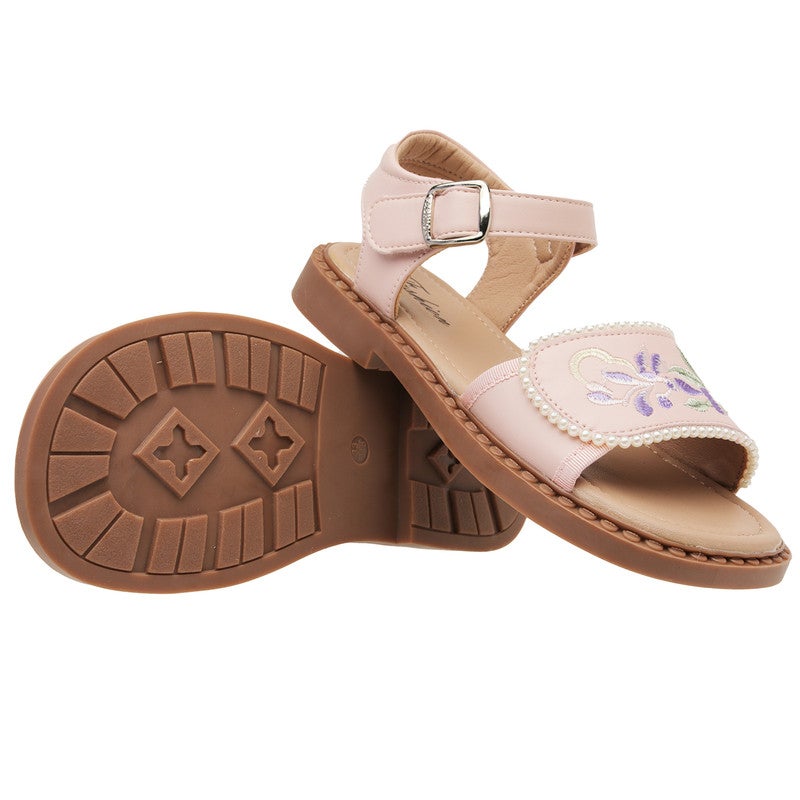 Lucky Kids Flat Dress Sandals for Girls - Stylish Summer Shoes for All Occasions Soft Rubber embroidery shoes for Little Kid/Big Kid - Image 1