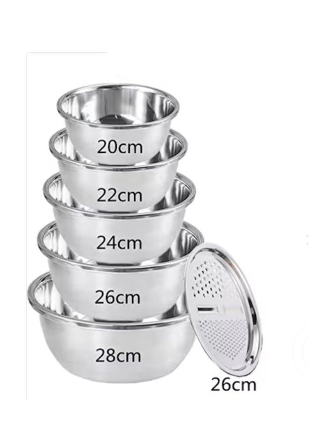 طقم 6 قطع من وعاء خلط الفولاذ المقاوم للصدأ مع لوحة مبشرة - Image 2