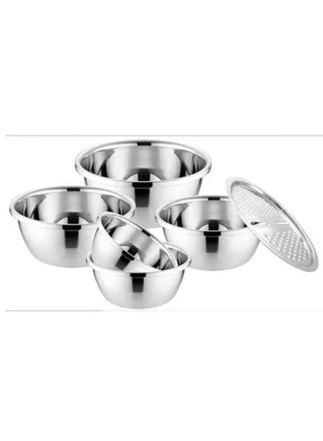 طقم 6 قطع من وعاء خلط الفولاذ المقاوم للصدأ مع لوحة مبشرة - Image 1