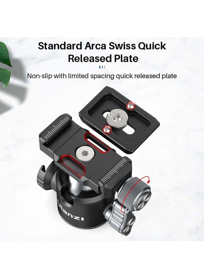 Ulanzi Tripod Ball Heads for 1/4" Tripod, U-80L Camera BallHead Metal Mini Ball Head 360 Degree Rotating Panoramic Arca Quick Release Plate & Cold Shoe, for DSLR Camera Camcorder Tripod Monopod Slider - Image 3