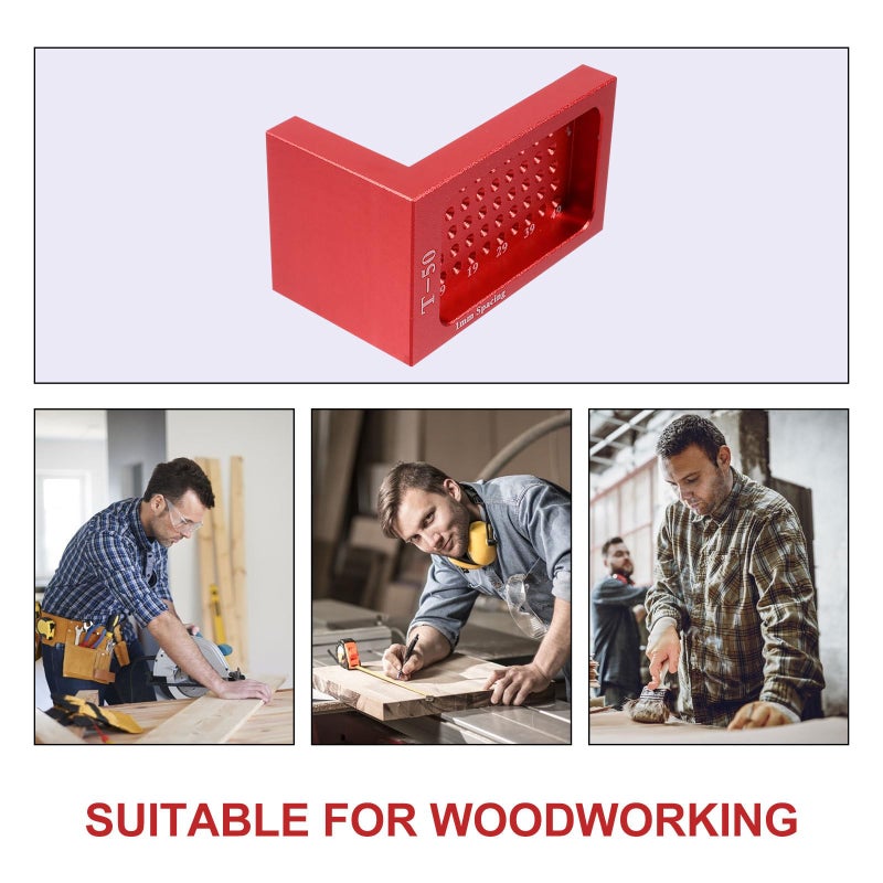 T Type Woodworking Scriber Alloy Ruler Red Hole Positioning Gauge Precision Layout Tool - Image 4