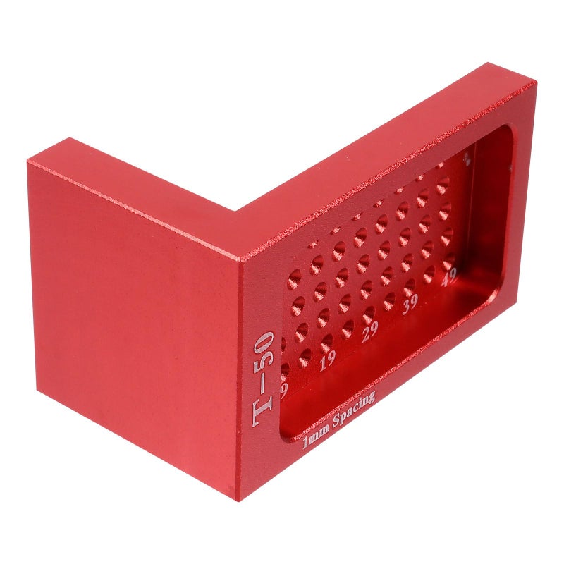 T Type Woodworking Scriber Alloy Ruler Red Hole Positioning Gauge Precision Layout Tool - Image 2
