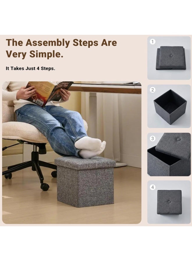 Ottoman with Storage, Tufted Upholstered Storage Stool, Modern Hideaway Chest with Removable Lid and Footrest for Living Room, Entryway - Image 3