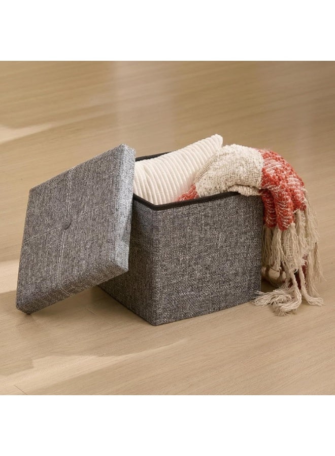 Ottoman with Storage, Tufted Upholstered Storage Stool, Modern Hideaway Chest with Removable Lid and Footrest for Living Room, Entryway - Image 1