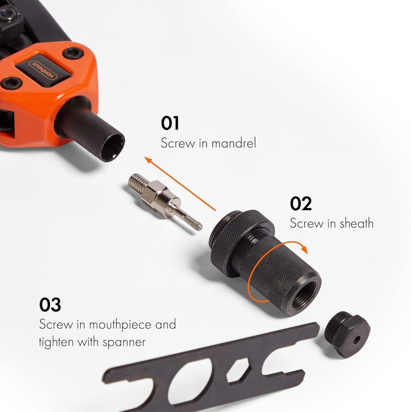 VonHaus Rivet Nut Gun Set with 7 Metric Mandrels and 150 Assorted Rivnuts - Image 2