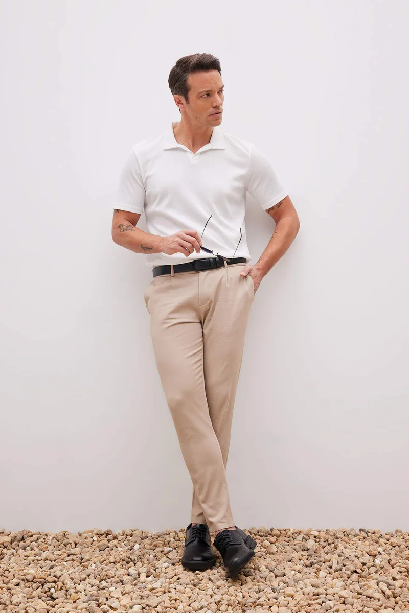 DeFacto Men's Rectangle Buckle Faux Leather Belt