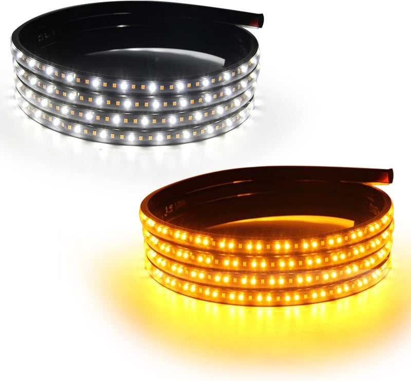 OPL5 2Pcs LED Running Board Lights - 10 Feet LED Side Marker Light with Sequential Amber Turn Signal & White Courtesy Light - Image 1