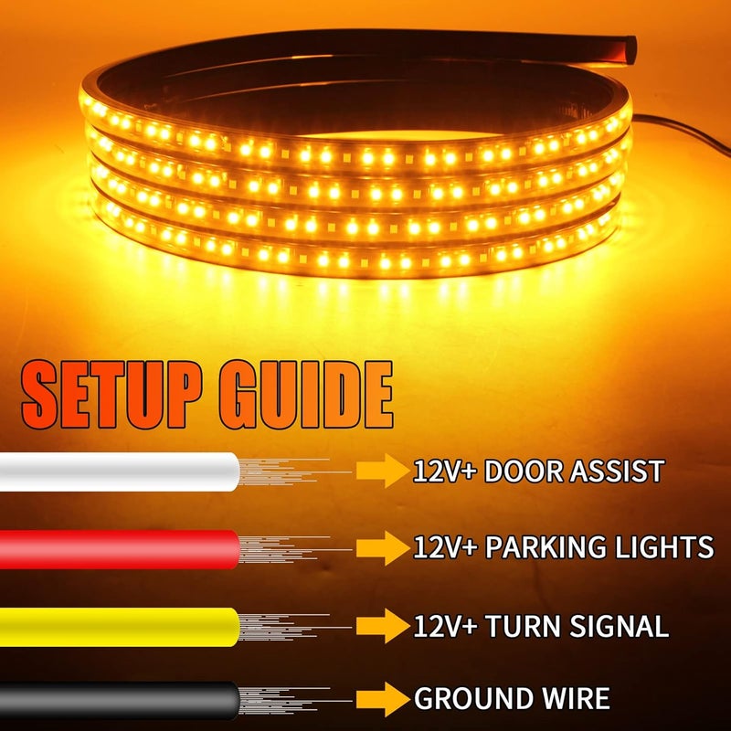 OPL5 2Pcs LED Running Board Lights - 10 Feet LED Side Marker Light with Sequential Amber Turn Signal & White Courtesy Light - Image 5