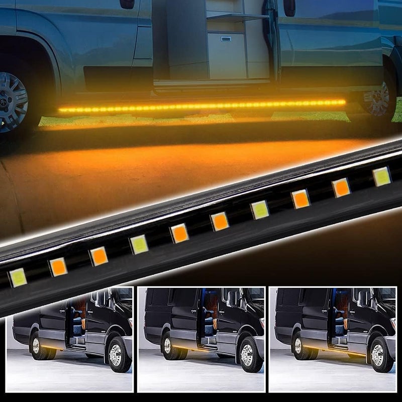 OPL5 2Pcs LED Running Board Lights - 10 Feet LED Side Marker Light with Sequential Amber Turn Signal & White Courtesy Light - Image 4