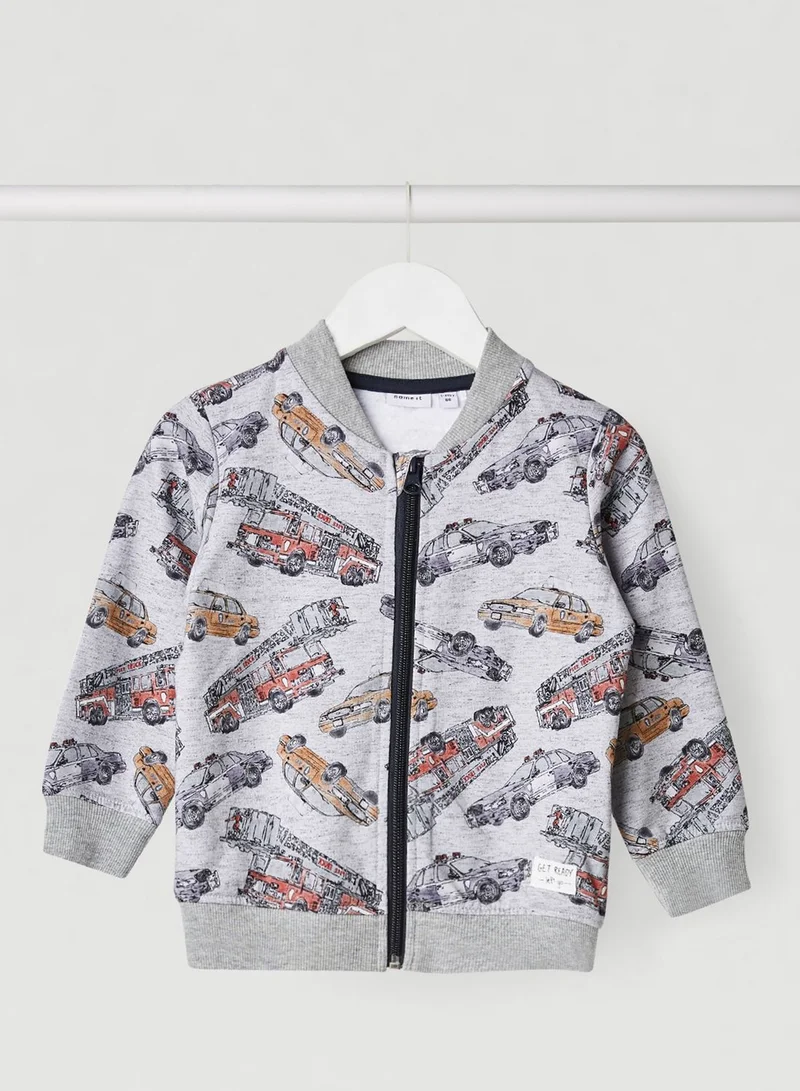 NAME IT Infant Car Print Long Sleeve Cardigan
