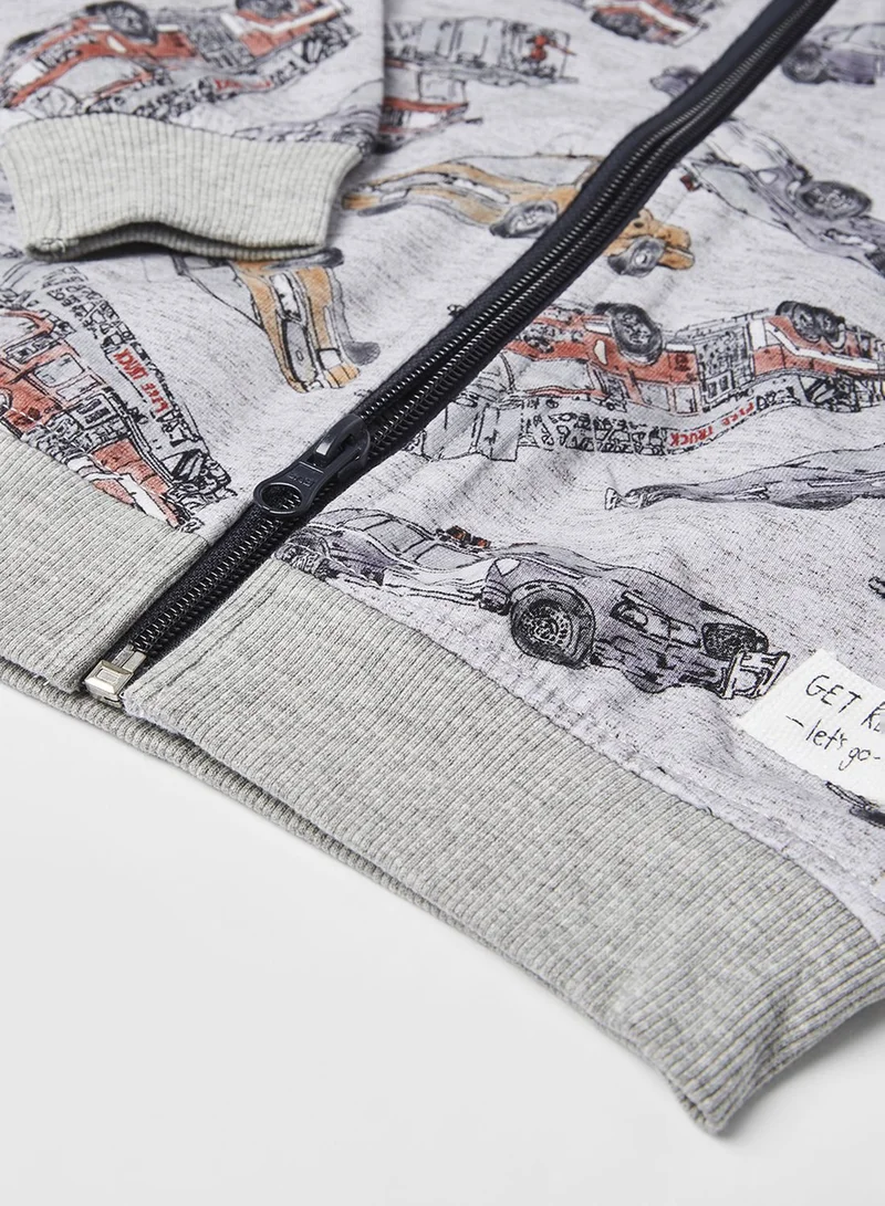 NAME IT Infant Car Print Long Sleeve Cardigan
