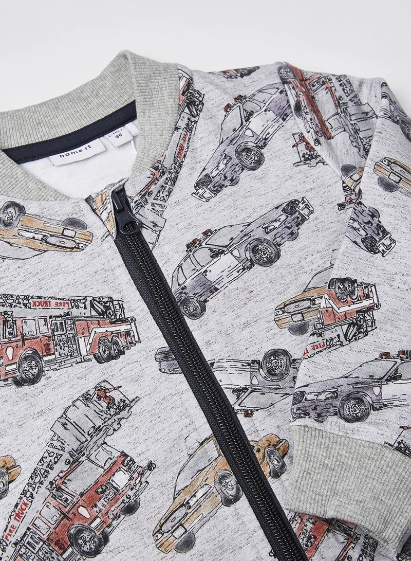 NAME IT Infant Car Print Long Sleeve Cardigan
