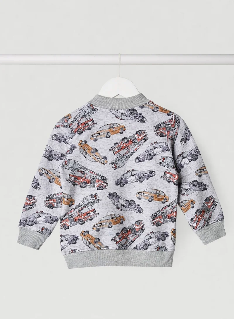 NAME IT Infant Car Print Long Sleeve Cardigan
