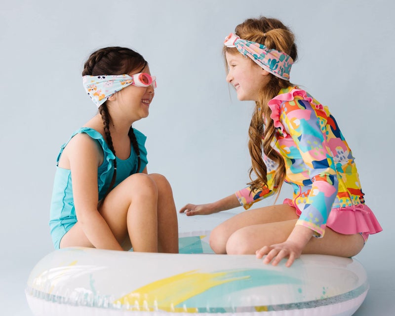 Splash Place KIDS SWIM GOGGLES with Fabric Strap - DESERT SUNSHINE | Fun, Fashionable, Comfortable - Tangle-Free, Swimming Goggles for Kids, Comfy Fabric Strap Goggles - Image 4