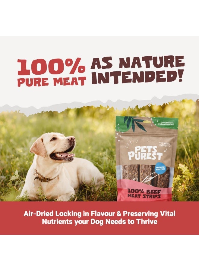 Pets Purest Beef Strips Dog Treats, Air-Dried Beef Sticks - 100% Natural Dog Chews, Grain Free, High Protein, Raw Dog Treats Suitable for Puppy & Senior - 100g - Image 3