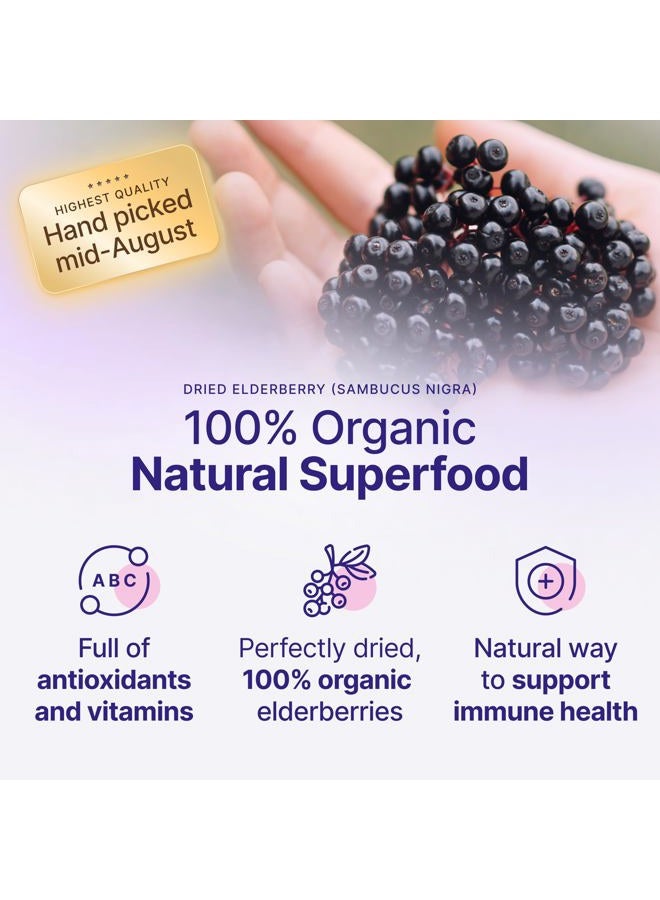 Purify Life Certified USDA - 100% Organic Dried Elderberries - 1lb Bulk - Non-Irradiated, Non-Gmo, Whole Black Elderberry Immune Support For Making Elder Syrup, Gummies, Tea - Raw Vegan Sambucus 1 Pound - Image 3