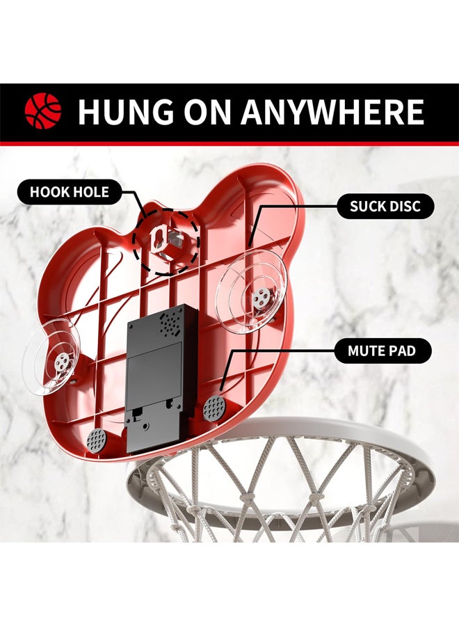 SHABILI Kids Mini Basketball Hoop Set with Electronic Scoreboard, Wall-Mounted Indoor & Outdoor Toy, 4×6 in Balls, 6 Rings & Pump, Suction Installation, Gift for Toddlers Boys Girls Ages 3-5 Years (RED) - Image 4