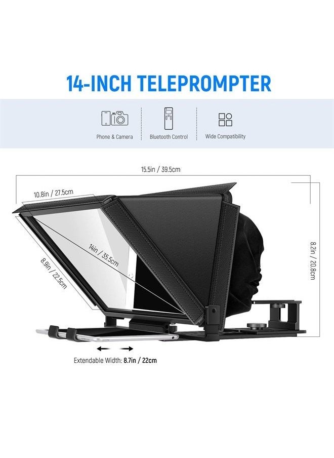 Neewer - NEEWER X12 Aluminum Teleprompter with RT-110 Remote Control (Connected via Bluetooth on NEEWER Teleprompter App) & Carry Case, Compatible with iPad, iOS/Android Tablets, Smartphones, DSLRs (Black) - Image 1