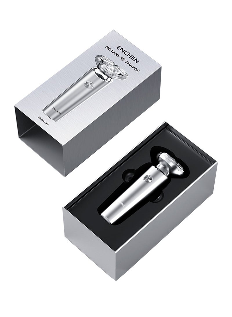 X6 Electric Shaver Men's Cutter Washable Silver Shaver Magnetic Three- Head