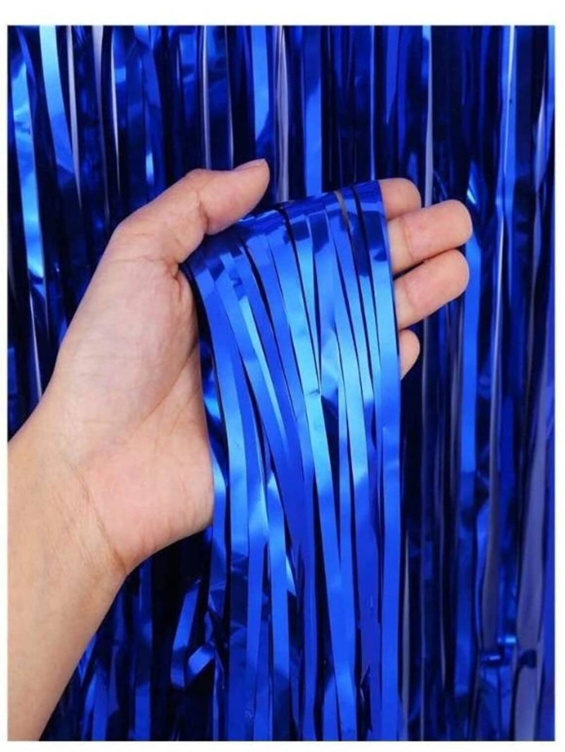TOYXE Foil Fringe Tinsel Curtains for Photo Backdrop Party Decorations Dark Blue Pack of 6 Pcs - Image 5