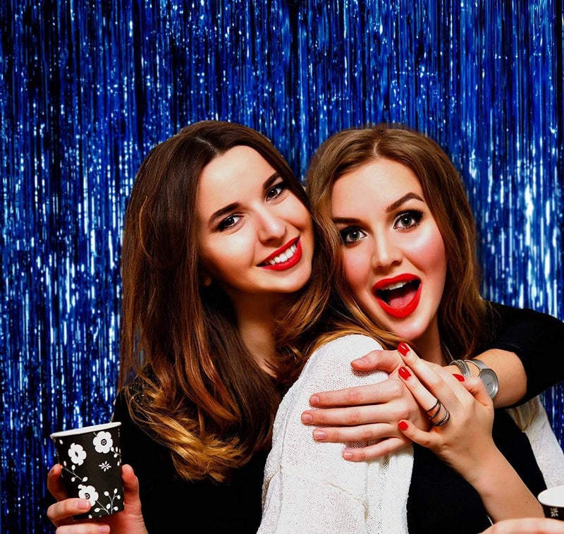 TOYXE Foil Fringe Tinsel Curtains for Photo Backdrop Party Decorations Dark Blue Pack of 6 Pcs - Image 2