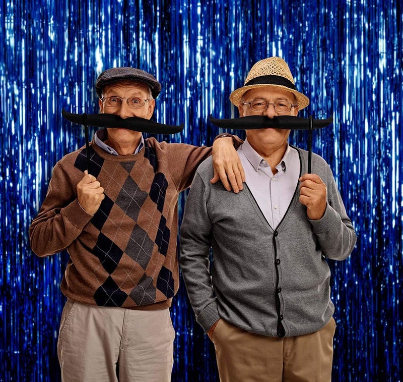 TOYXE Foil Fringe Tinsel Curtains for Photo Backdrop Party Decorations Dark Blue Pack of 6 Pcs - Image 4