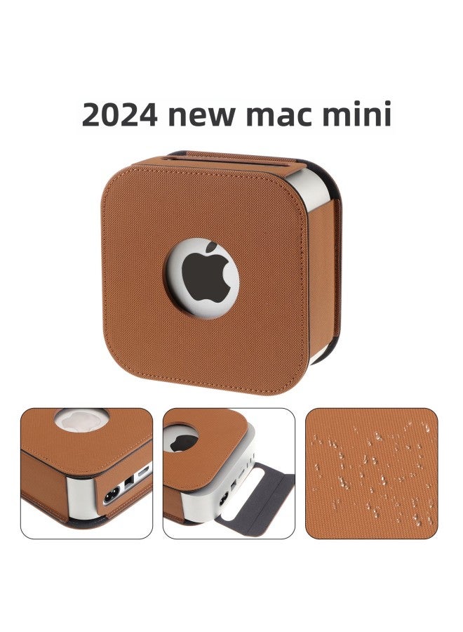 Suitable For 2024 Apple Mac Mini Computer Host Protective Case Leather Case-Color:Black-Applicable Models:2024 Mac Mini  - Image 2