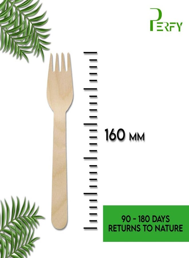 Perfy Eco Friendly Disposable Forks (160mm) | Wooden Dining Flatware | Ideal for Kids Birthday Party, Wedding & Also Festivals (Pack of 25) - Image 4