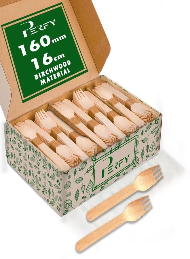 Perfy Eco Friendly Disposable Forks (160mm) | Wooden Dining Flatware | Ideal for Kids Birthday Party, Wedding & Also Festivals (Pack of 25) - Image 1