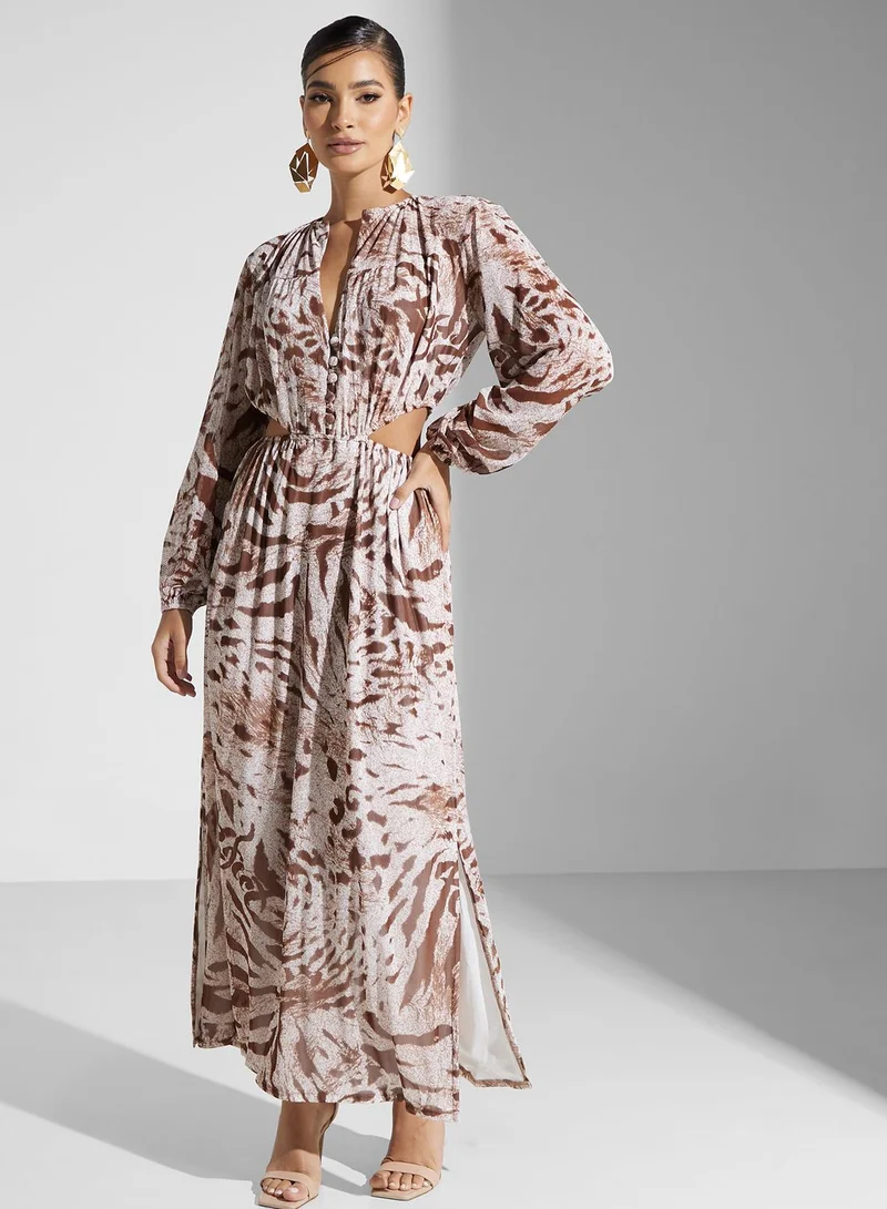 Golden Apple Cutout Maxi Dress