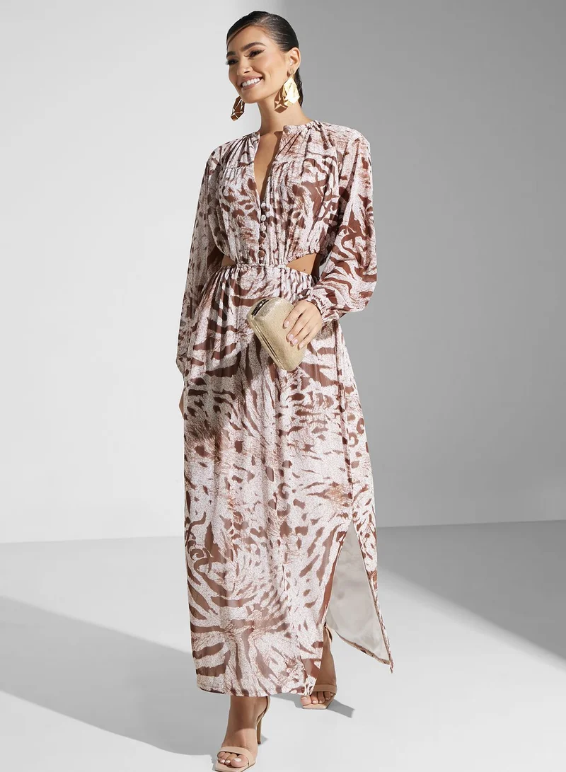 Golden Apple Cutout Maxi Dress