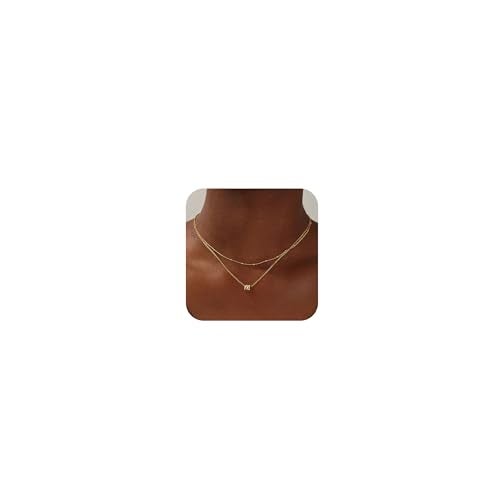 Yoosteel Christmas Gifts Initial Necklaces for Women, 14K Gold Plated Letter M Pendant Necklace Personalized Monogram Initial Necklace Stack Letter Necklaces Birthday Christmas Gifts for Women 2025 - Image 1