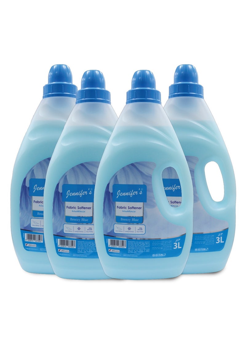 Jennifer's Fabric Softener Breezy Blue 4 x 3L  - Image 1