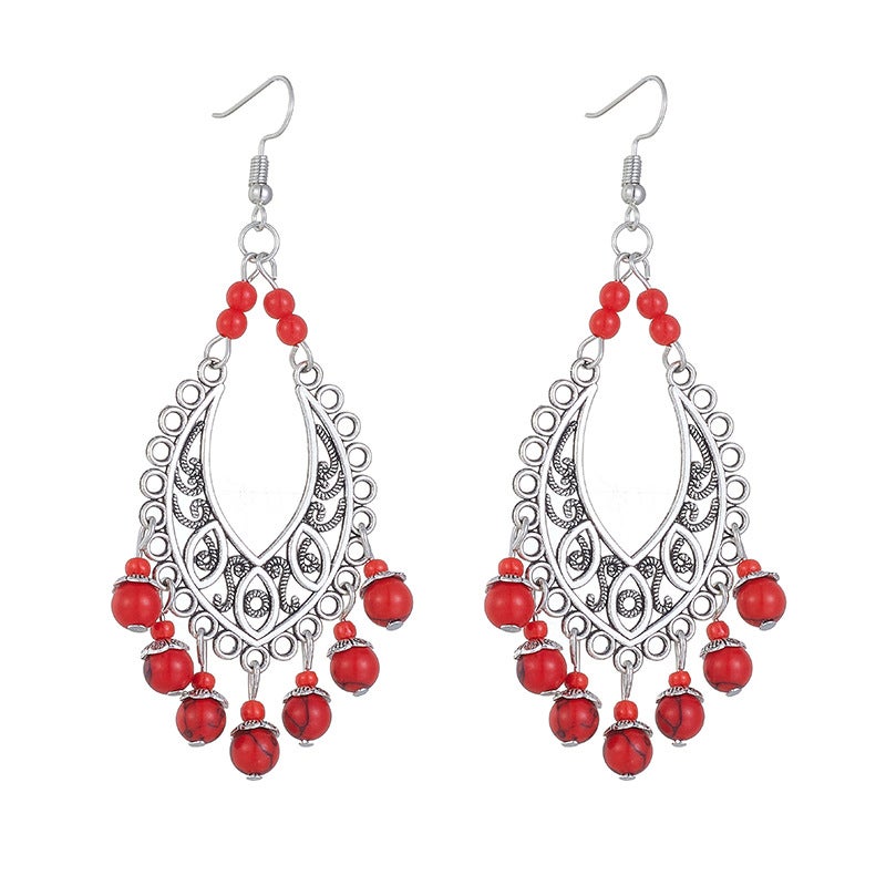 Generic Vintage Ethnic Hair Accessory Pendant Red earrings
