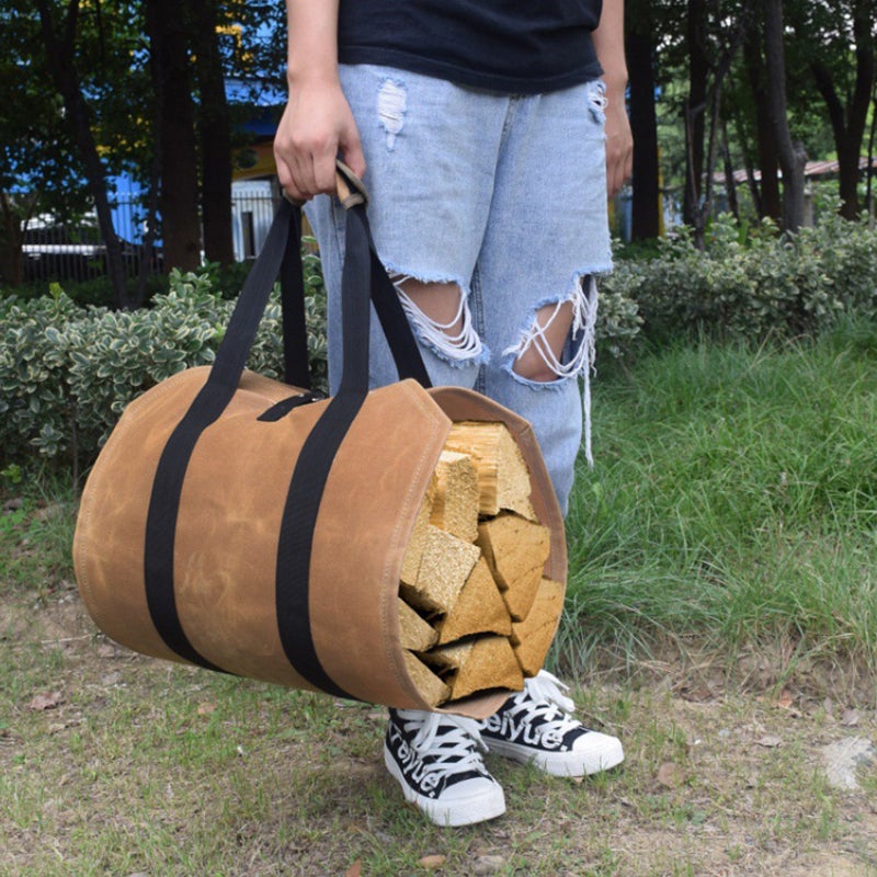 Firewood Carrier Wood Carring Bag with Handles Durable Waxed Canvas Log Carrier Large Log Tote Bag Firewood Holder for Camping Indoor 39 X 16 Inch - Image 5
