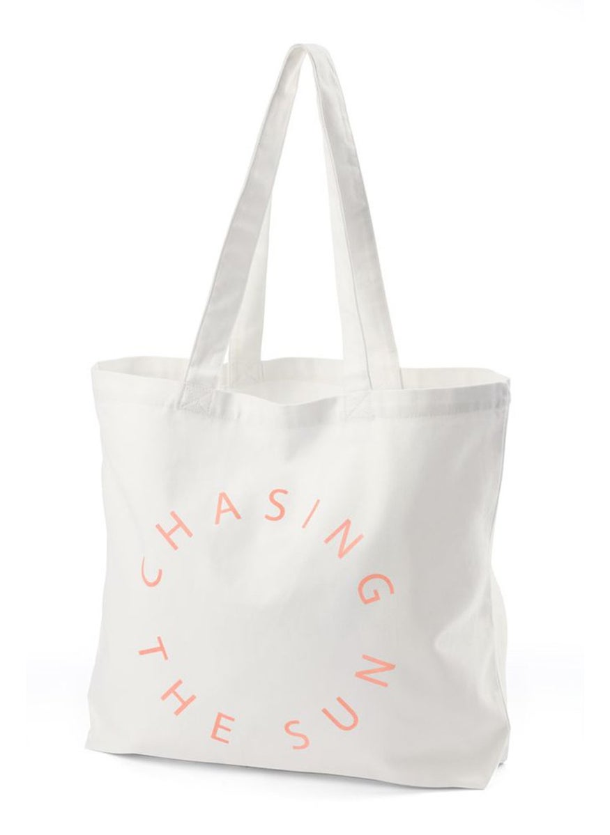 Tchibo - Women Printed Canvas Shopper Bag 47 L x 40 H x 10 W cm, Off White - Image 1