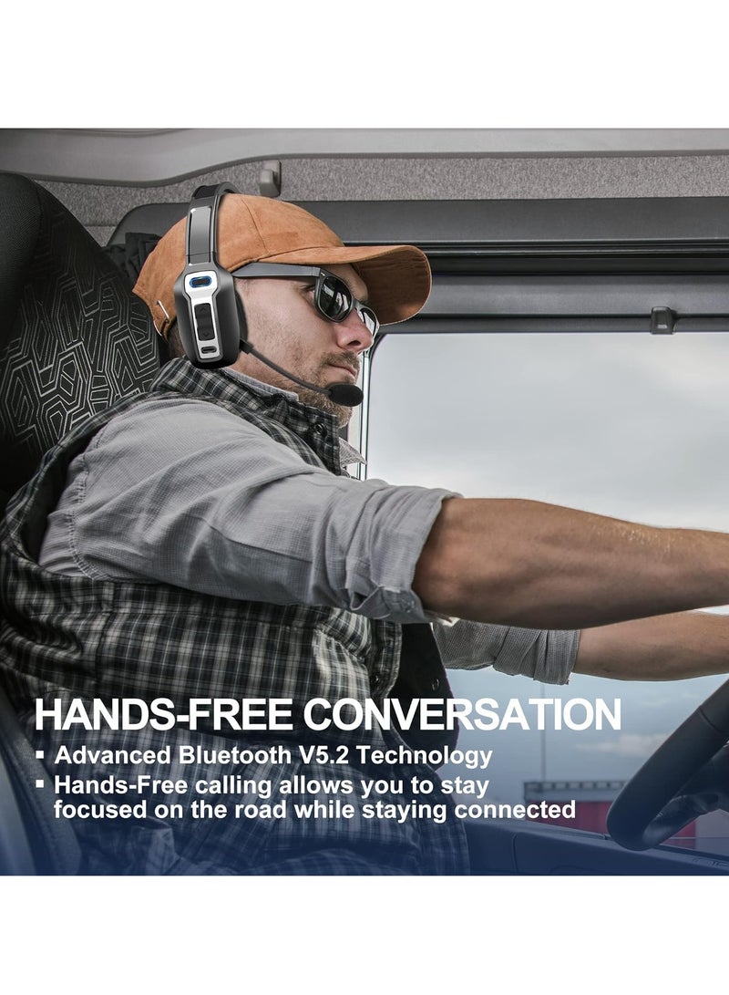 Bluetooth Headset, High Bass Sound Wireless Headphones, Noise Cancelling Portable Bluetooth Earphones, Durable Trucker Headphones For Driver Office Call Center, (1pc, Black) - Image 4