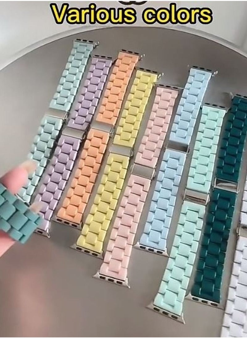 OPULENCE - Compatible Acrylic Watch Band With Clasp Clip on Lock & Free Pin Remover For Apple Watch Series 8 | 7 41mm | SE 2 | 6 | SE | 5 | 4 42mm | 3 | 2 | 1 45mm. Strap Only WACTH not Included (Pink). - Image 1