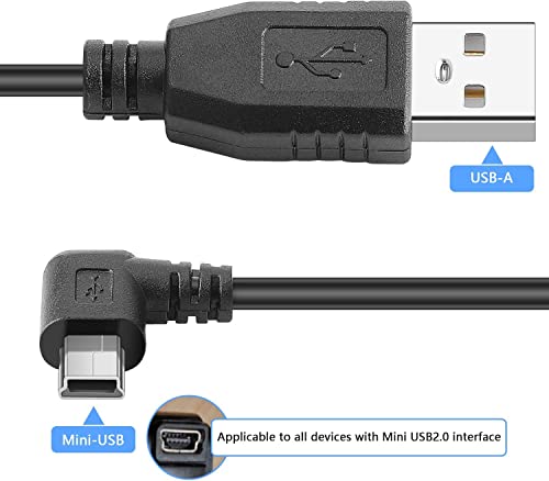 PASOW Mini USB Power Cable 90 Degree Left Angle (No Data Transfer) - USB 2.0 A-Male to Mini-B Car Vehicle Power Suppy Cord for Dash Cam (16FT) - Image 5