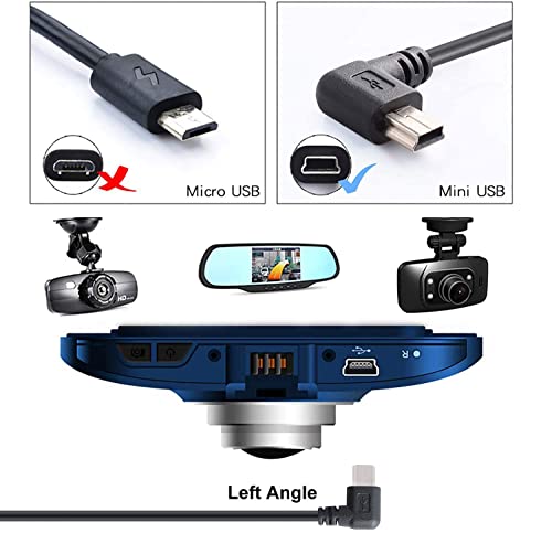 PASOW Mini USB Power Cable 90 Degree Left Angle (No Data Transfer) - USB 2.0 A-Male to Mini-B Car Vehicle Power Suppy Cord for Dash Cam (16FT) - Image 2