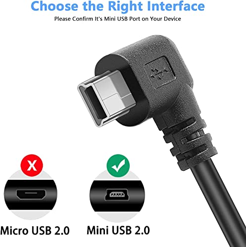 PASOW Mini USB Power Cable 90 Degree Left Angle (No Data Transfer) - USB 2.0 A-Male to Mini-B Car Vehicle Power Suppy Cord for Dash Cam (16FT) - Image 3