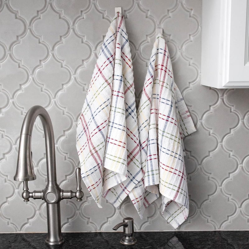 Ritz Royale Collection 100% Combed Terry Cotton, Highly Absorbent, Oversized, Checked Kitchen Towel Set, 28" x 18", 2-Pack, Paprika Red - Image 5