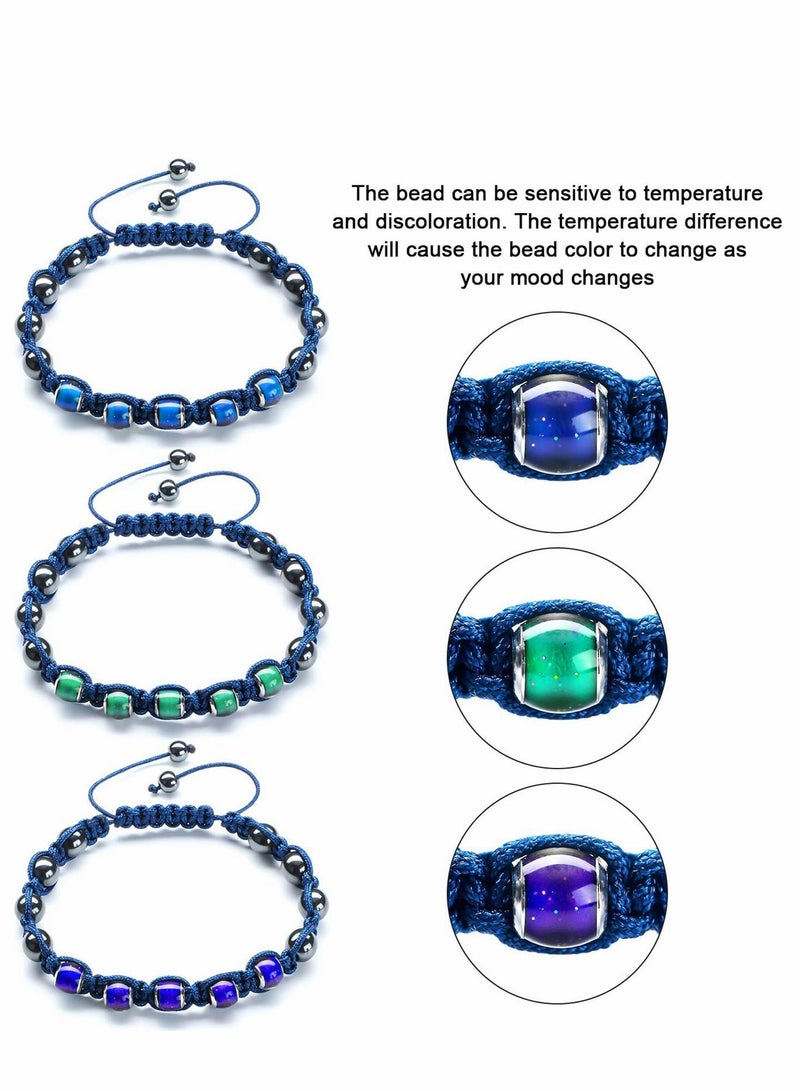 SYOSI Adjustable Mood Bracelet for Women Men 2 Pieces Dazzling Shimmer Color Changing Beads Based on Emotions Thermochromic Bead Bracelets Kids Adult Couples and Best friend - Image 5
