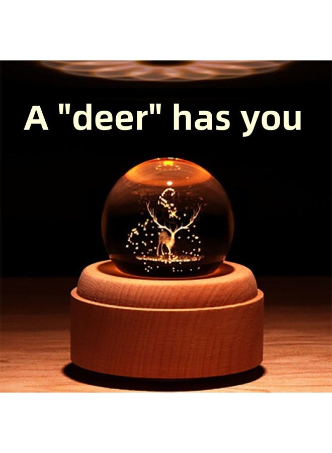 Creative Bird Poem Crystal Ball Music Box Music Box Night Light Bluetooth Audio Sky City Female Birthday Gift-Color:Carousel-qian And Qianxun-gift Box Packaging - Image 2
