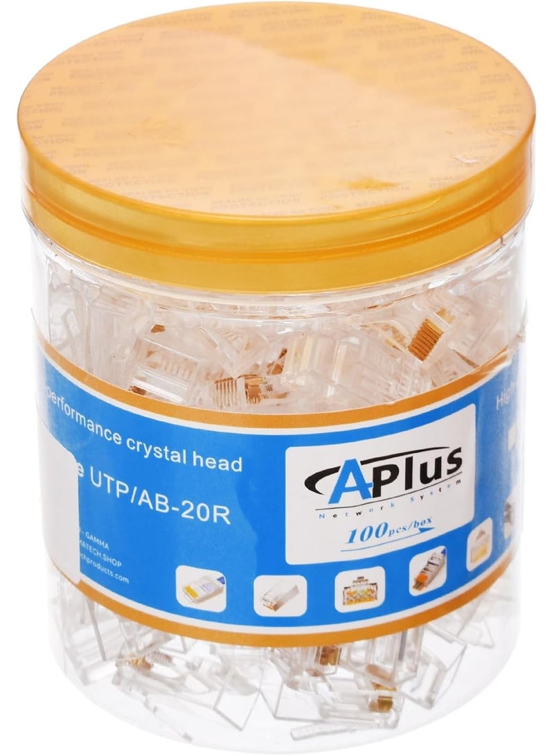 ابلس موصلات شبكة معيارية CAT6 RJ45، مقابس كابلات إيثرنت مطلية بالذهب، موصلات UTP شفافة (Crystal) من نوع RJ45 مع صندوق تخزين، موصلات كابلات LAN عالية السرعة لشبكات CAT6 وأجهزة التوجيه (الراوتر) والمحولات (السويتش) وكابلات التوصيل (Patch Cables) وتركيبات الإيثرنت - 100 قطعة. - Image 2